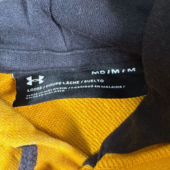 Under Armour Project Rock Hoodie Mens M Yellow Short Sleeve Blood Sweat Respect - Picture 6 of 10